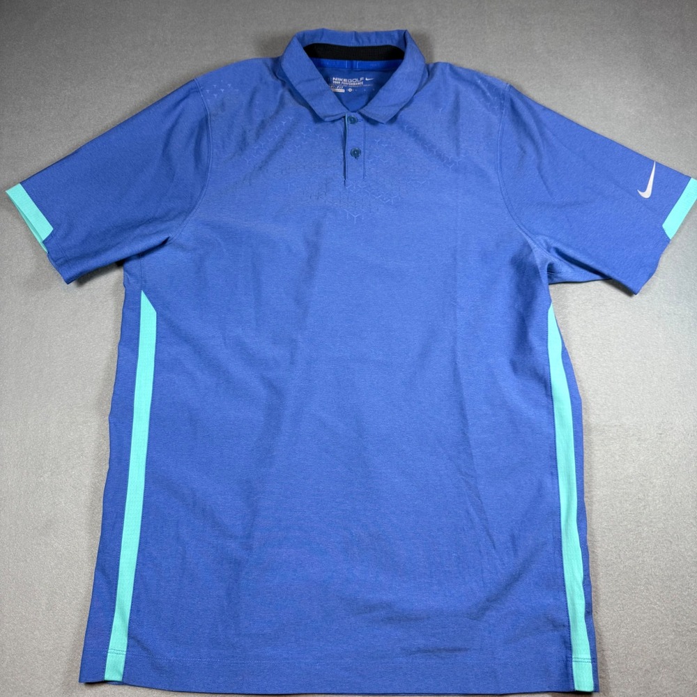 Nike Golf Mens Polo Shirt Tour Performance Medium Blue Dri-FIT Short Sleeve